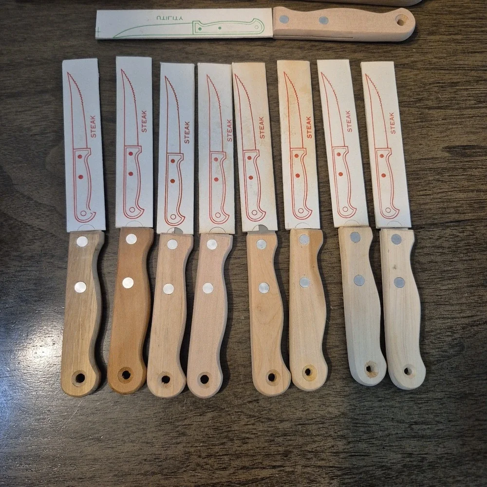 13 Chefs Collection Stainless‎ Steel Kitchen Knife Cutlery Set Wood Handles